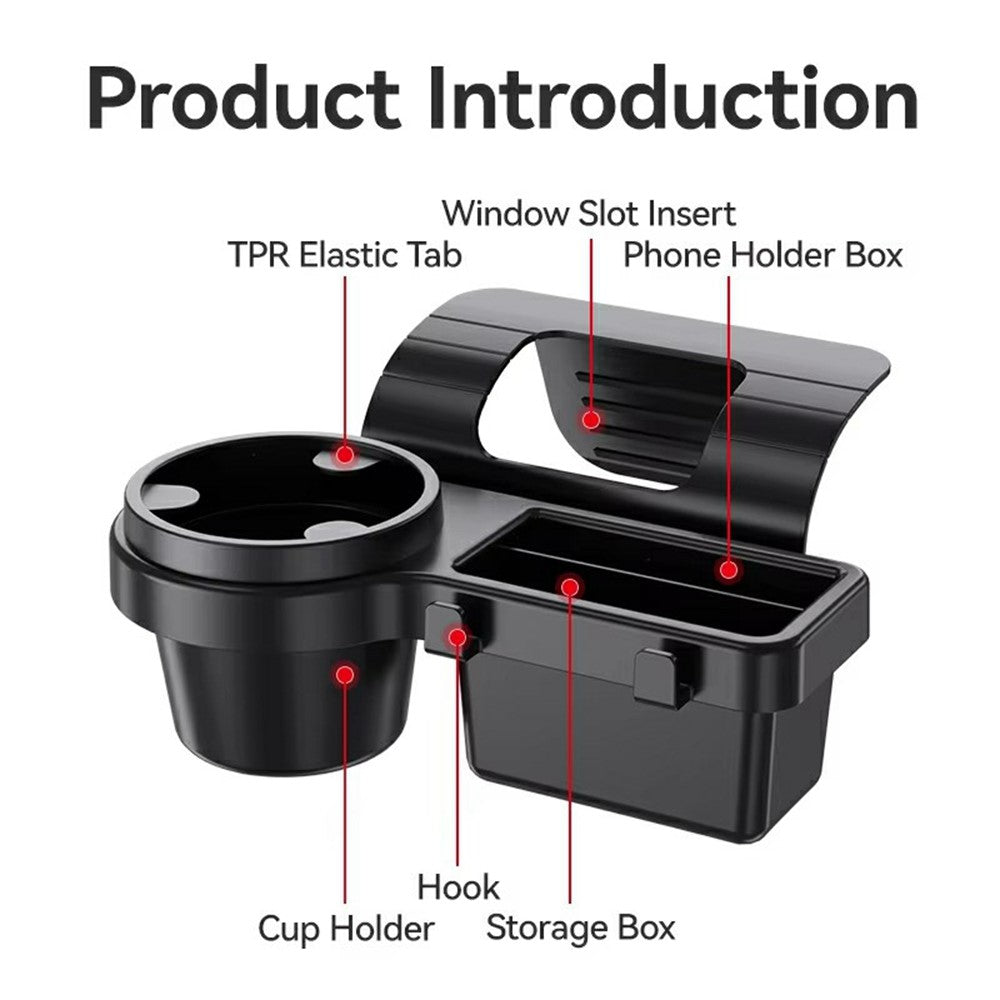 Car Window Organizer Multi-Function Cup Holder Phone Storage Box for Door Side Hanging