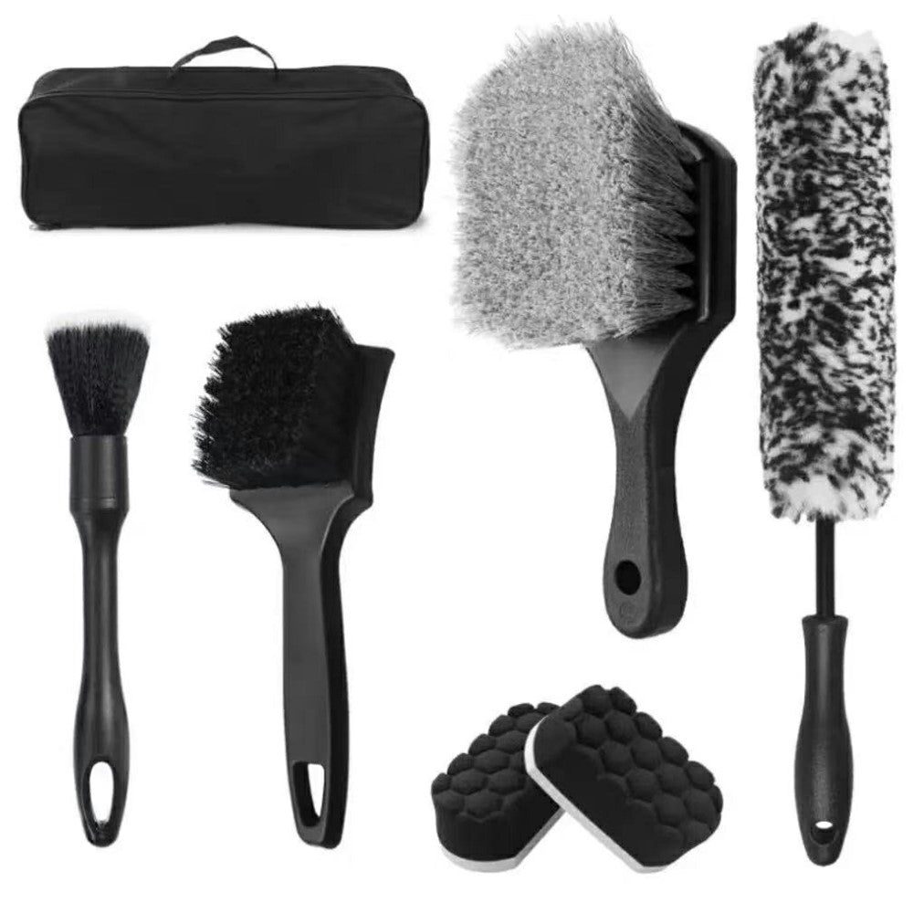 7Pcs Car Detailing Brush Kit Soft Wheel Hub Detail Brush Sponge Pad Car Wash Tools Set