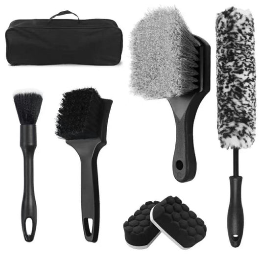 7Pcs Car Detailing Brush Kit Soft Wheel Hub Detail Brush Sponge Pad Car Wash Tools Set