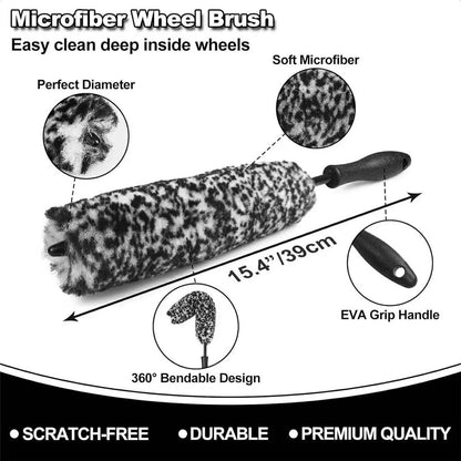 9Pcs Car Detailing Brush Kit Soft Wheel Hub Detail Brush Sponge Pad Car Wash Tools Set