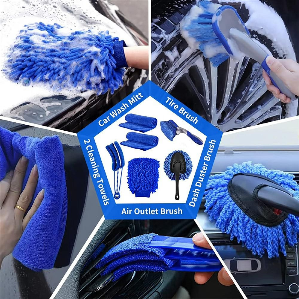 27Pcs Car Detailing Kit Cleaning Tools Set Drill Brushes Microfiber Towels Polish Pads for Auto Wash