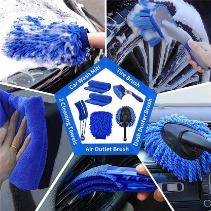 27Pcs Car Detailing Kit Cleaning Tools Set Drill Brushes Microfiber Towels Polish Pads for Auto Wash