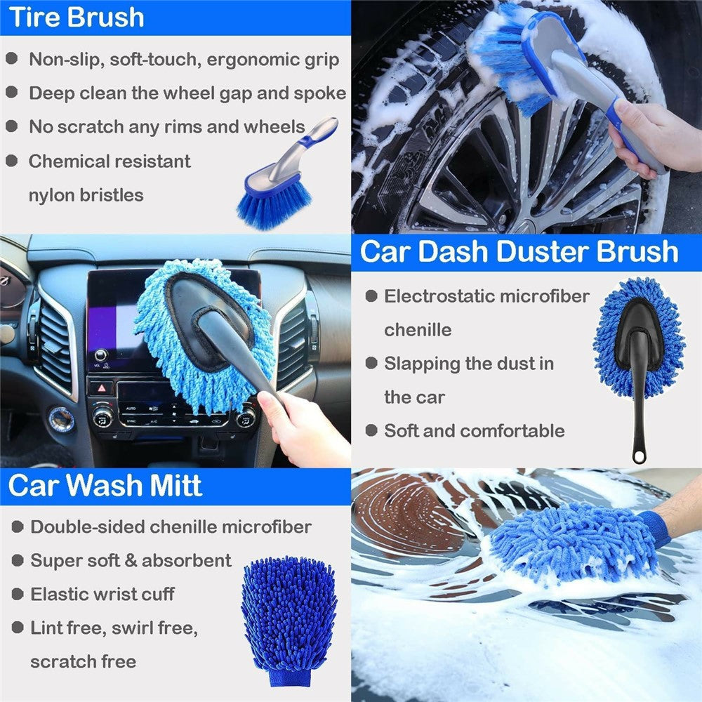 27Pcs Car Detailing Kit Cleaning Tools Set Drill Brushes Microfiber Towels Polish Pads for Auto Wash