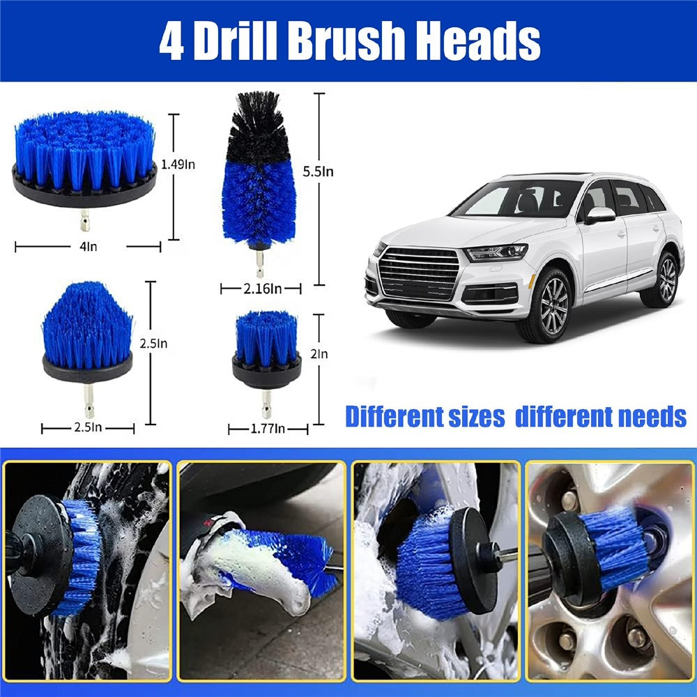 27Pcs Car Detailing Kit Cleaning Tools Set Drill Brushes Microfiber Towels Polish Pads for Auto Wash