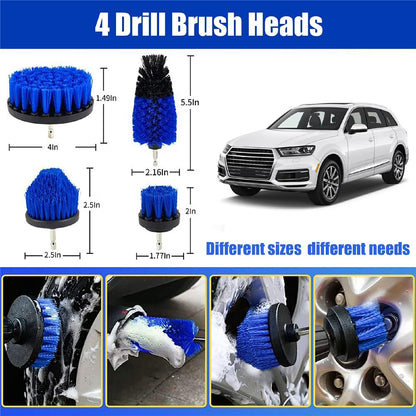 27Pcs Car Detailing Kit Cleaning Tools Set Drill Brushes Microfiber Towels Polish Pads for Auto Wash