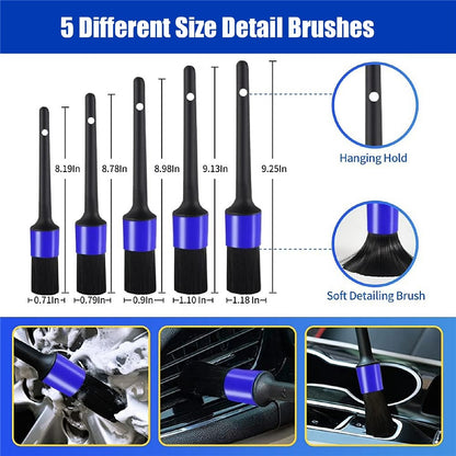 27Pcs Car Detailing Kit Cleaning Tools Set Drill Brushes Microfiber Towels Polish Pads for Auto Wash