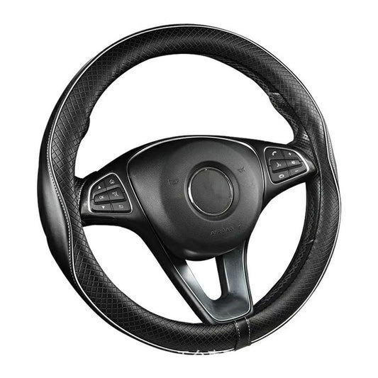 38cm Car Steering Wheel Cover PU Leather Diamond Embossed Anti-slip Inner Ring Steering Wheel Protector