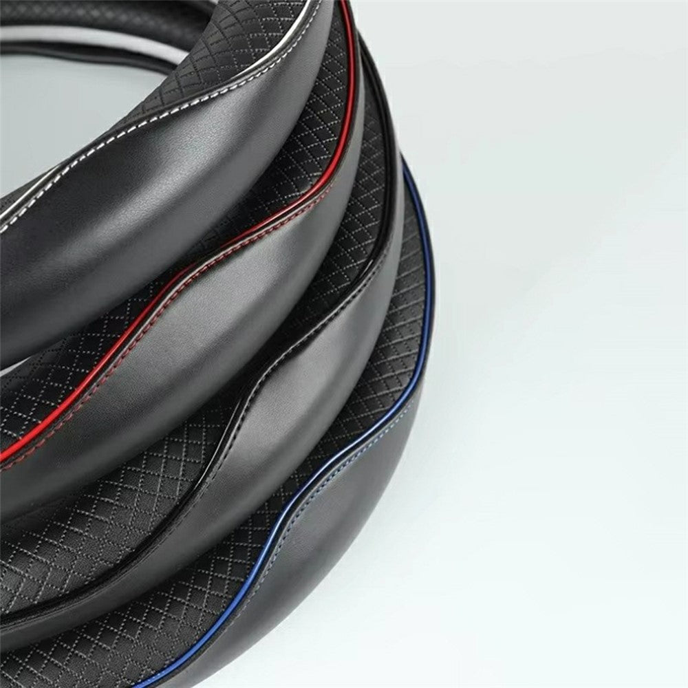 38cm Car Steering Wheel Cover PU Leather Diamond Embossed Anti-slip Inner Ring Steering Wheel Protector