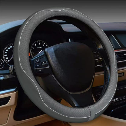 38cm Car Steering Wheel Cover PU Leather Diamond Embossed Anti-slip Inner Ring Steering Wheel Protector