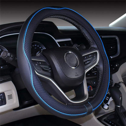 38cm Car Steering Wheel Cover PU Leather Diamond Embossed Anti-slip Inner Ring Steering Wheel Protector