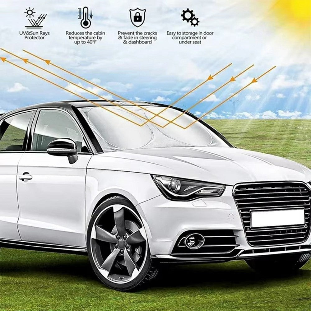 150x70cm Car Windshield Sunshade Foldable Titanium Silver UV Protection Heat Insulation Sun Shade for Vehicle