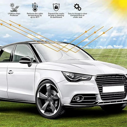 160x86cm Car Windshield Sunshade Foldable Titanium Silver UV Protection Heat Insulation Sun Shade for Vehicle