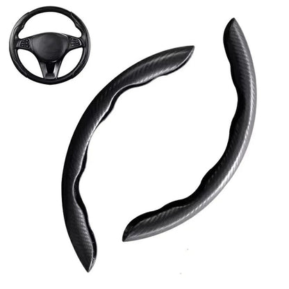 2Pcs Carbon Fiber Steering Wheel Cover Round D-Shaped Anti-Slip Steering Wheel Sleeve for Tesla Model Y  /  Model 3