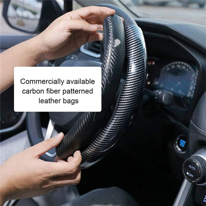 2Pcs Carbon Fiber Steering Wheel Cover Round D-Shaped Anti-Slip Steering Wheel Sleeve for Tesla Model Y  /  Model 3