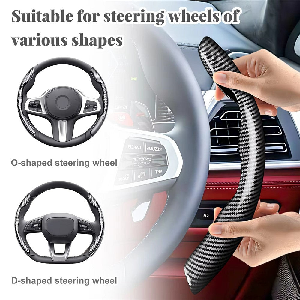 2Pcs Carbon Fiber Steering Wheel Cover Round D-Shaped Anti-Slip Steering Wheel Sleeve for Tesla Model Y  /  Model 3