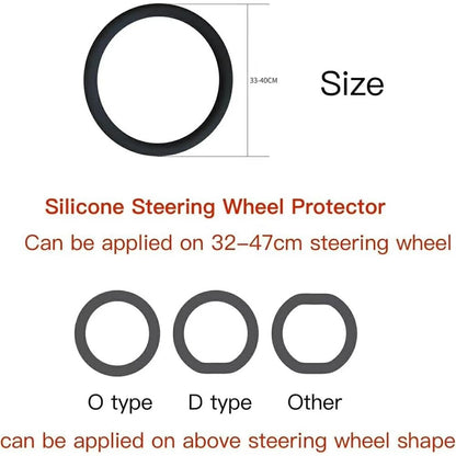 Universal Silicone Steering Wheel Cover Anti-slip 32-47cm Diameter Steering Wheel Sleeve Protector