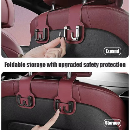 Car Headrest Hook Foldable Metal Seat Back Hanger Multi-function Hidden Hook for Handbag Grocery