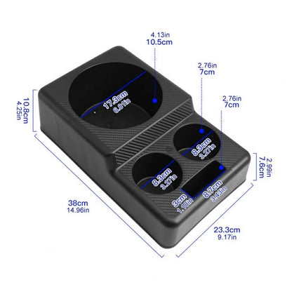 Car Cup Holder Console Organizer 17.3cm Large Slots Opening Storage Tray for Drinks Phone