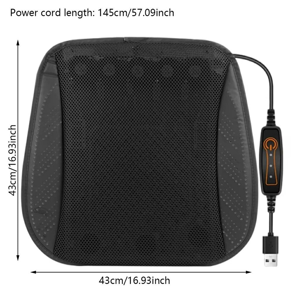 Summer Cooling Seat Cushion with 5 Fans 3-Speed Adjustable USB Car Breathable Mesh Pad
