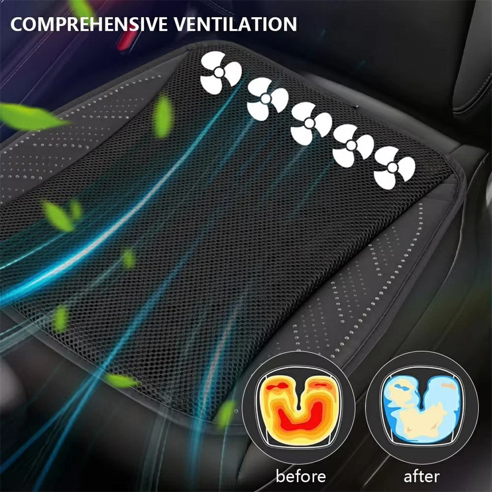 Summer Cooling Seat Cushion with 5 Fans 3-Speed Adjustable USB Car Breathable Mesh Pad