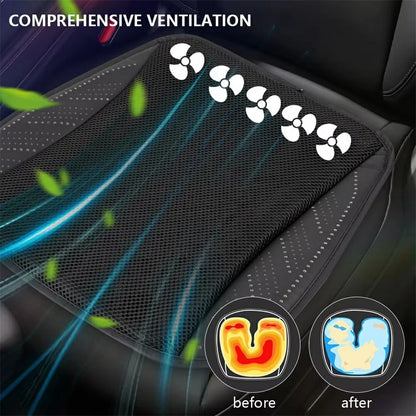 Summer Cooling Seat Cushion with 5 Fans 3-Speed Adjustable USB Car Breathable Mesh Pad