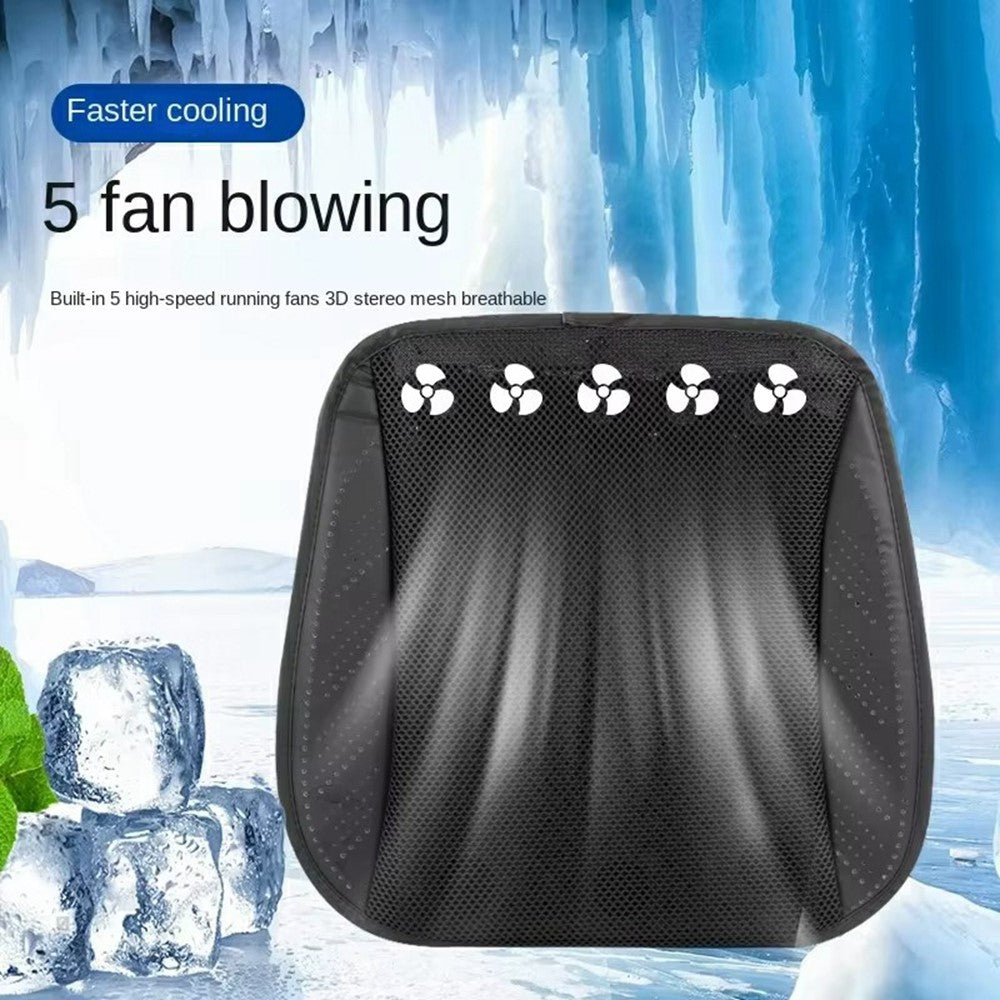 Summer Cooling Seat Cushion with 5 Fans 3-Speed Adjustable USB Car Breathable Mesh Pad