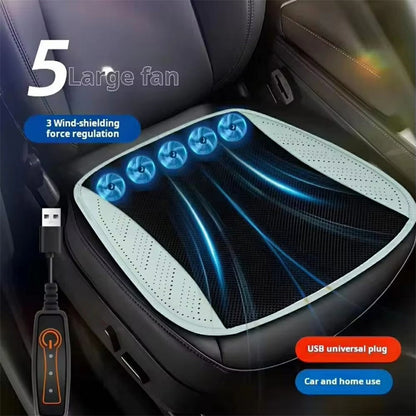 Summer Cooling Seat Cushion with 5 Fans 3-Speed Adjustable USB Car Breathable Mesh Pad