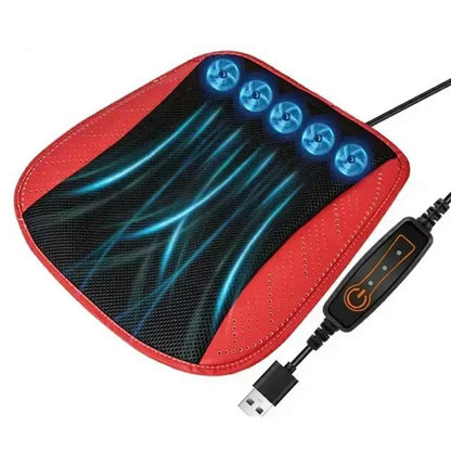 Summer Cooling Seat Cushion with 5 Fans 3-Speed Adjustable USB Car Breathable Mesh Pad