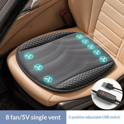 USB Powered Car Seat Cooling Cushion 3-Speed Adjustable Summer Ventilation Pad with 8 Fans