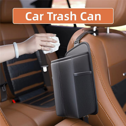 PU Leather Car Seat Side Organizer Tissue Box Holder Multi-Functional Storage Bag with Side Pockets