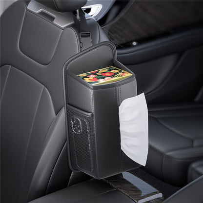 PU Leather Car Seat Side Organizer Tissue Box Holder Multi-Functional Storage Bag with Side Pockets