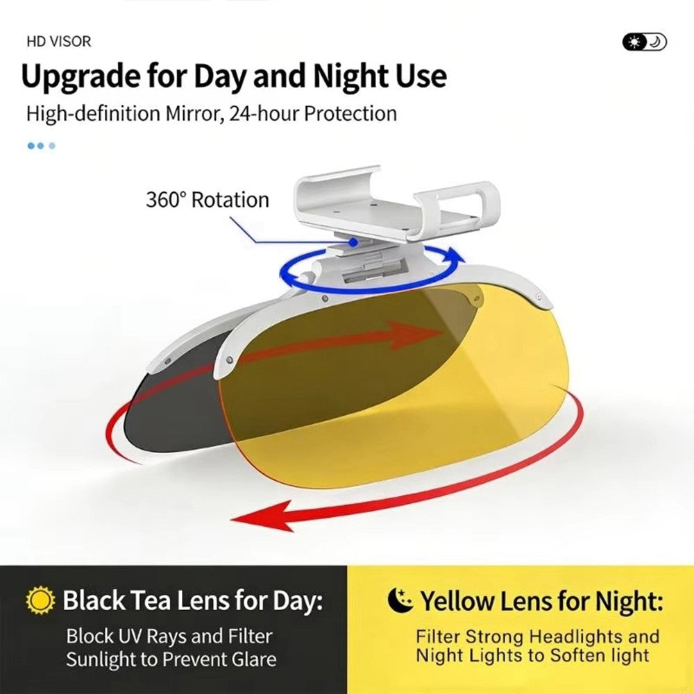 Size L Car Sun Visor Anti-Glare Day Night 2 in 1 Flip Down Windshield Shade for Driving, 31.5x15cm
