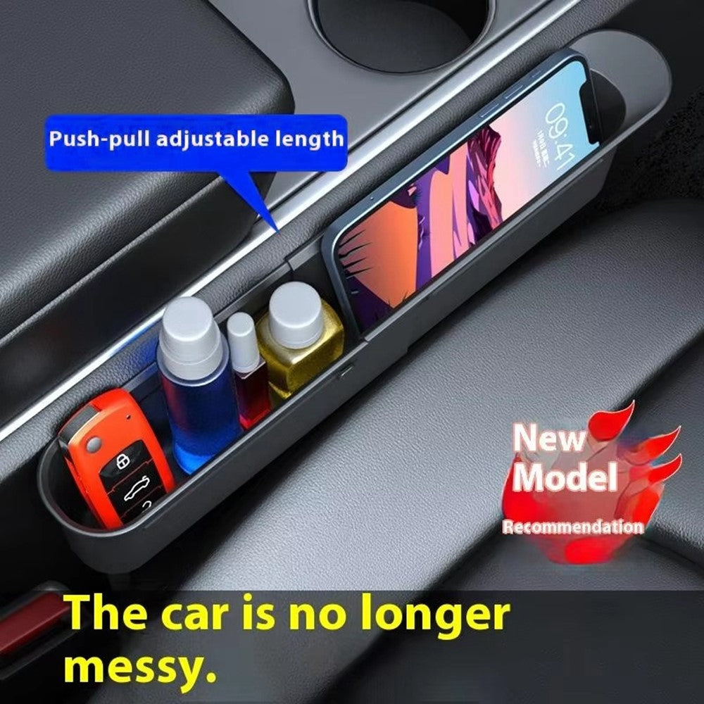 Car Seat Gap Organizer Push Pull Storage Box for Phone Keys Console Gap Filler Case