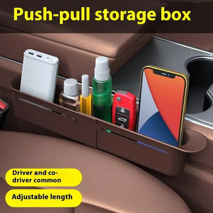 Car Seat Gap Organizer Push Pull Storage Box for Phone Keys Console Gap Filler Case