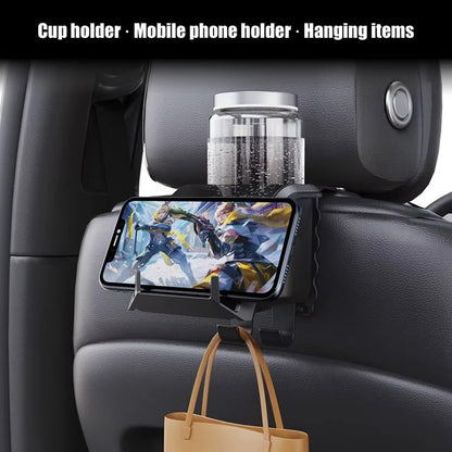 Car Seat Back Cup Holder Organizer with Hooks Multi-Function Headrest Caddy for Drinks Phone Storage