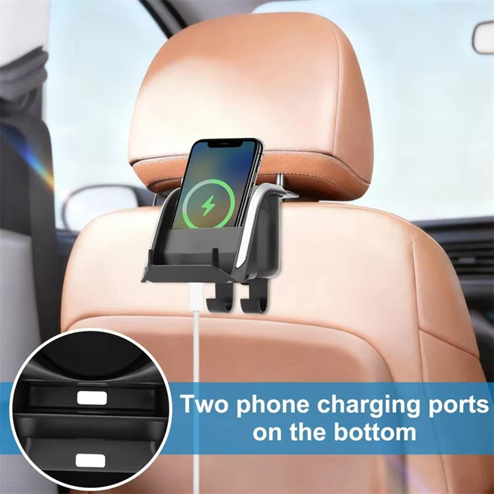 Car Seat Back Cup Holder Organizer with Hooks Multi-Function Headrest Caddy for Drinks Phone Storage