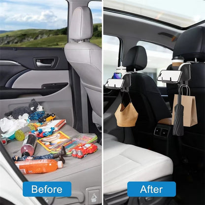 Car Seat Back Cup Holder Organizer with Hooks Multi-Function Headrest Caddy for Drinks Phone Storage