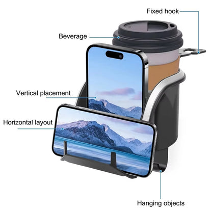 Car Seat Back Cup Holder Organizer with Hooks Multi-Function Headrest Caddy for Drinks Phone Storage