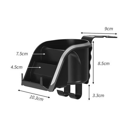 Car Seat Back Cup Holder Organizer with Hooks Multi-Function Headrest Caddy for Drinks Phone Storage