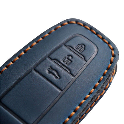 B038 Crazy Horse Cowhide Leather Sleeve 3-Button Car Key Remote Cover Protector Case for Toyota Corolla RAV4 Camry