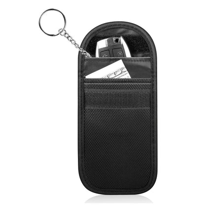 Double Layer RFID Blocking ID Credit Card Storage Pouch Car Key Signal Shielding Bag with Dual Buckle