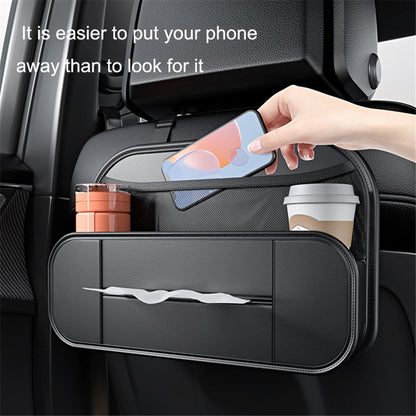 Backseat Car Organizer PU Leather Car Seat Back Storage Holder for Smartphone, Bottle, Cup Universal Car Accessories