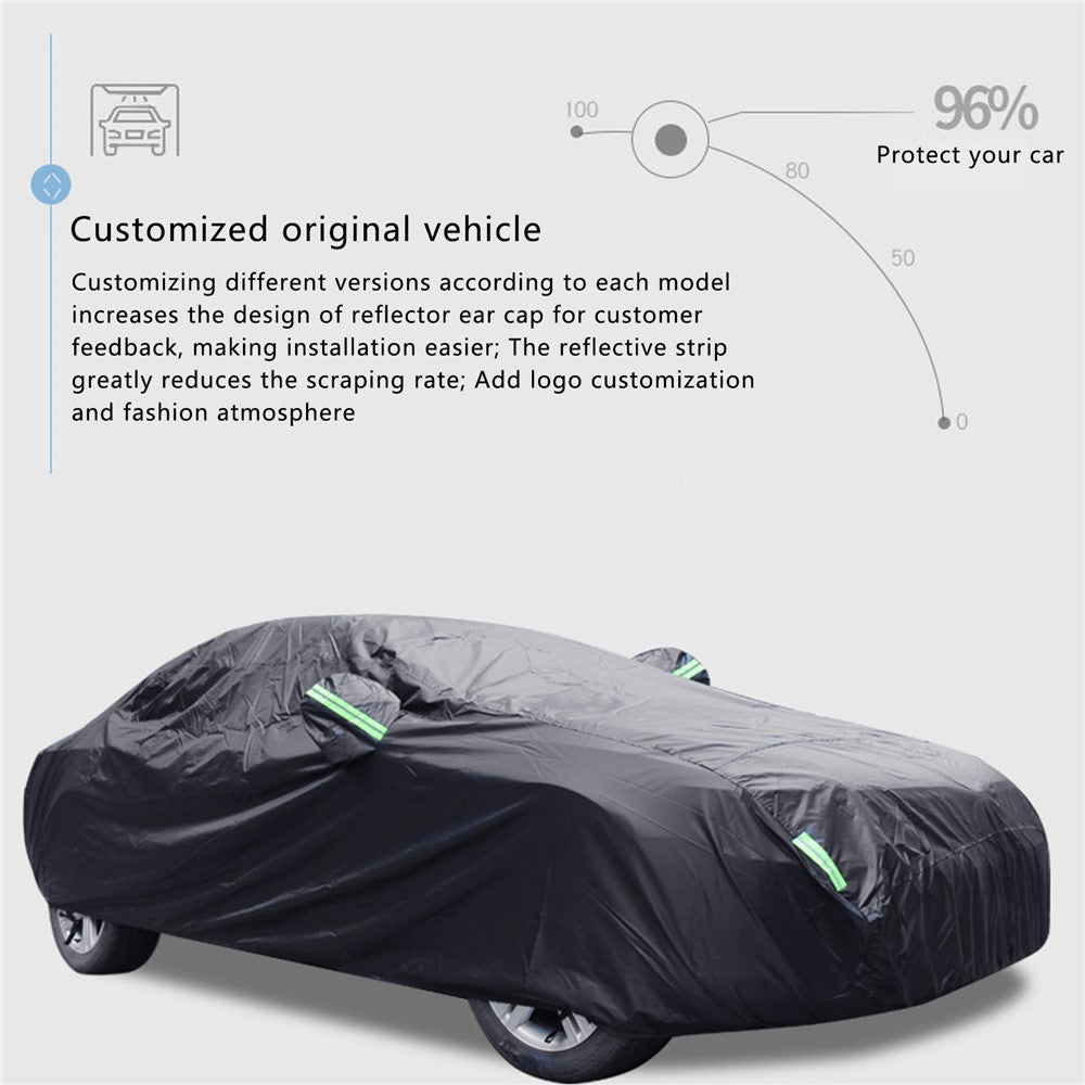 1026 190T Silver Coated Cloth Car Cover Reflective UV Protection Waterproof Car Hood