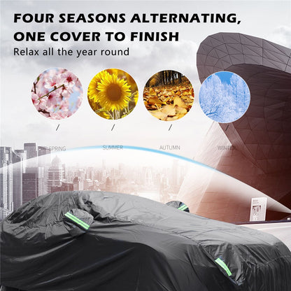 1026 190T Silver Coated Cloth Car Cover Reflective UV Protection Waterproof Car Hood