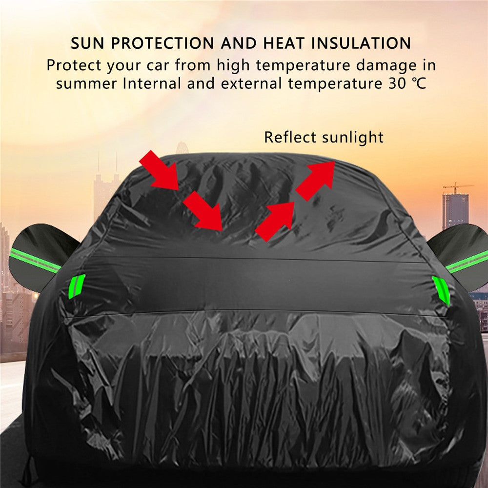 1026 190T Silver Coated Cloth Car Cover Reflective UV Protection Waterproof Car Hood