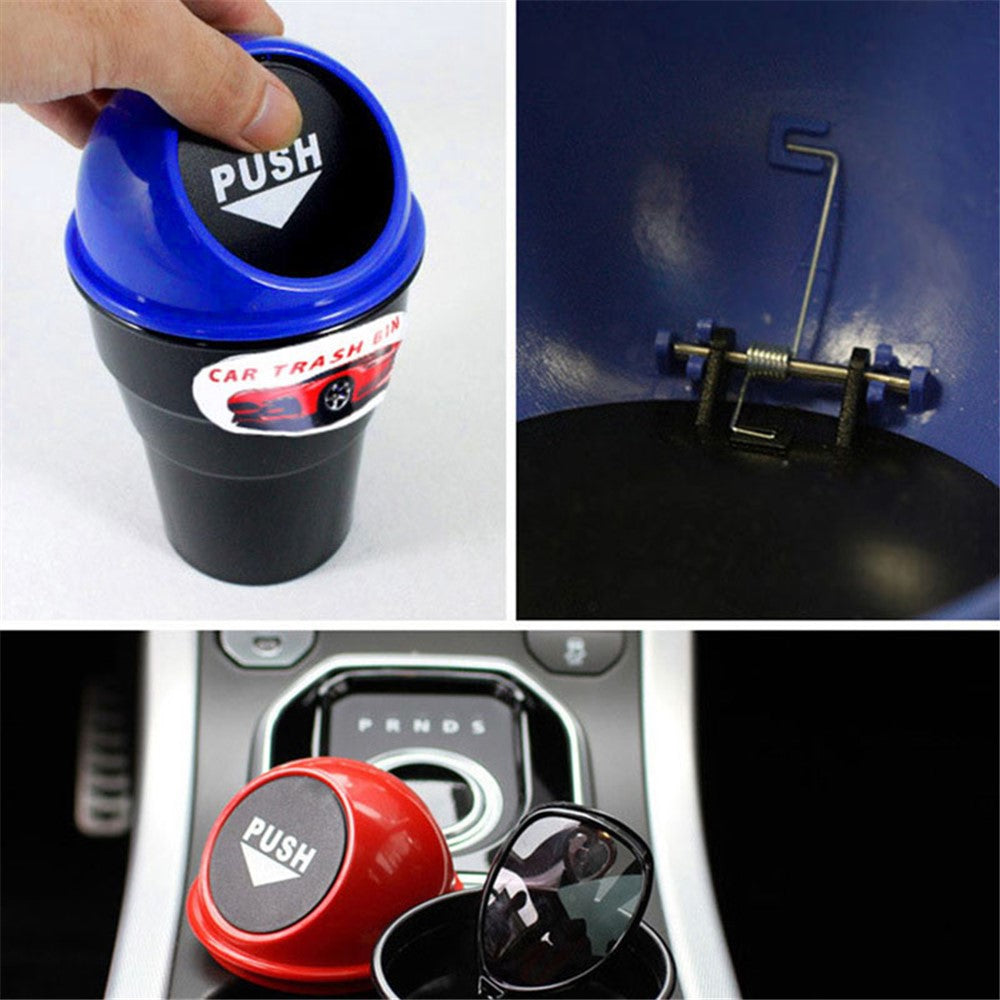 Car Trash Can Ash Bin Hand Push Mini Garbage Can Vehicle Interior Accessories