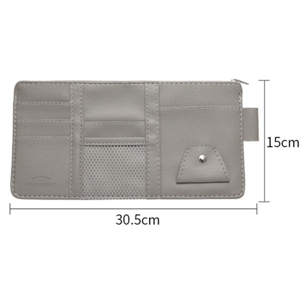 Car Sun Visor Decorative Storage Bag PU Leather Bill Glasses Cards CD Holder Storage Bag (No Zipper)