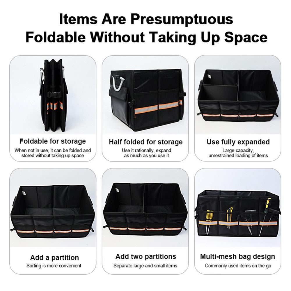 YH-4331 46L Car Trunk Folding Storage Box PP Divider Outdoor Travel Trunk Organizer with Lid