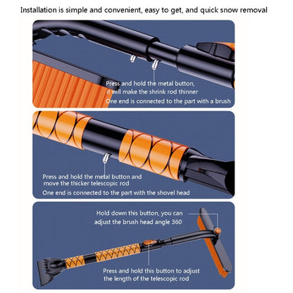 ST-3908 Winter Extendable Detachable Dual Head Snow Removal Shovel Car Windshield Snow Scraper Brush