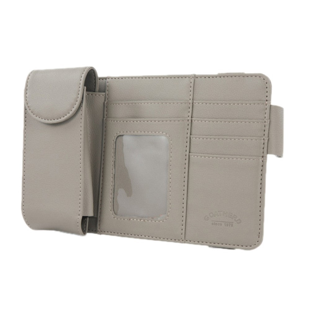 GOATHERD Car Sun Visor Microfiber Leather Storage Bag Driver License Cards Glasses Holder Bag